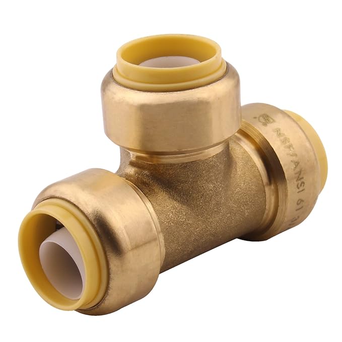 Tee Plumbing Fitting Pipe Connector PEX Fittings 3/4 Inch Push to Connect Coupler Copper Pipe
