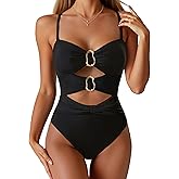 One Piece Swimsuit for Women with Metal Ring Swim Suit Sexy Bathing Suit Cutout Monokini 2026
