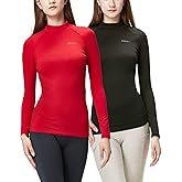 DEVOPS Women's 2 Pack Thermal Turtle Long Sleeve Shirts Compression Baselayer Tops