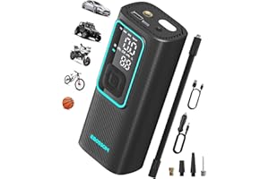 EBOSSOM Tire Inflator Portable Air Compressor I7 Pro, Car Air Pump with Pressure Gauge, 150 PSI Cordless Tire Inflator Rechargeable with Display & LED for Car, Motocycle, Bikes, Balls, Swim Ring