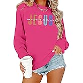 PICKID Christian Sweatshirts for Women: Christian Faith Shirt Bible Verse Sweater Religious Gift Pullover Top
