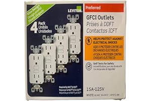 LEVITON 15 Amp 125-Volt Duplex Self-Test Slim GFCI Outlet, White (4-Pack)