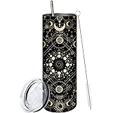 MoYueno Goth Gifts for Women, Slim Goth Tumbler 20 Oz, Skinny Goths Tumbler with Straw, Presents for Goths Style Lovers, Spooky Gifts For Thanksgiving Christmas, Moon Mug, Witch Stuff, 1 PCS