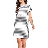 GREEN VOYAGE Women's GOTS Certified 100% Organic Cotton Slub Pocket Loose Fit T Shirt Dress