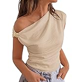 BTFBM Spring Tops for Women Trendy Off The Shoulder Top Sleeveless Ruched Going Out Solid Tank Blouses Fashion Clothing