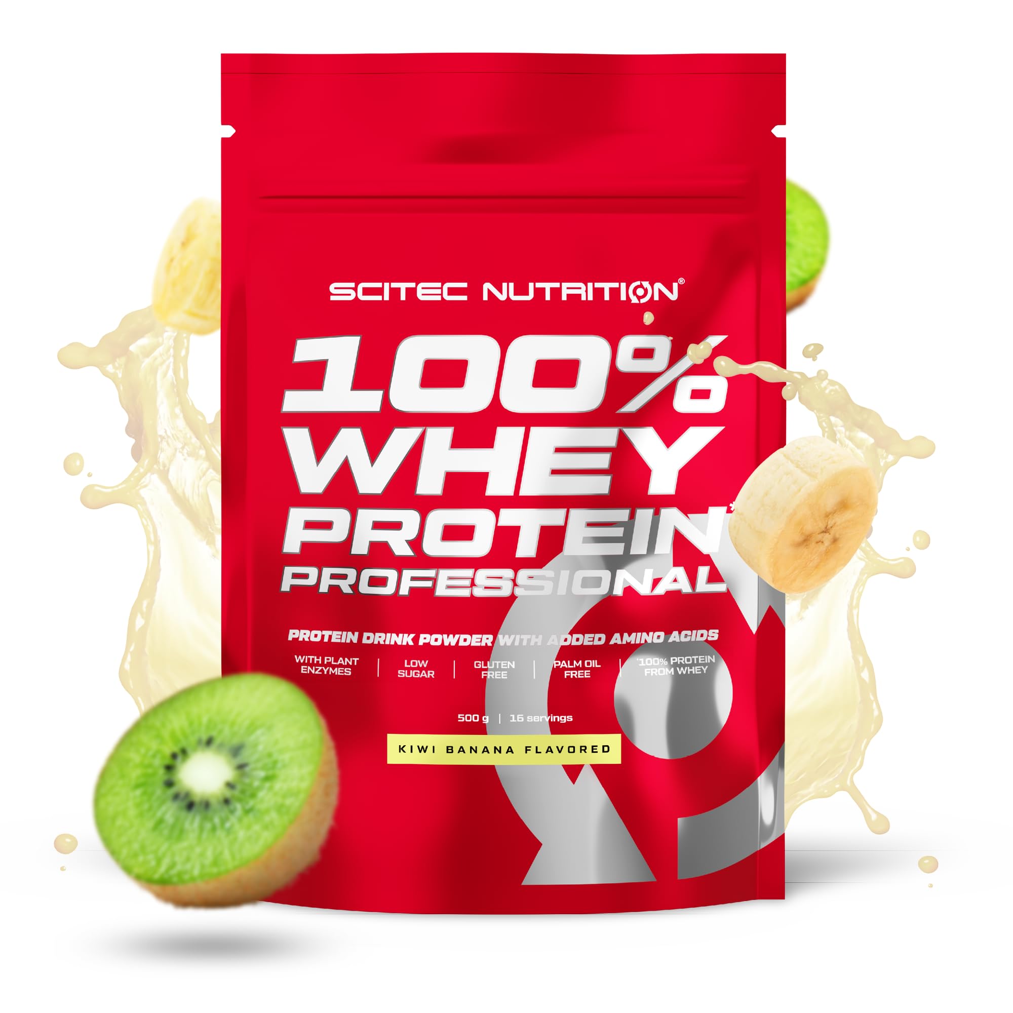 Scitec Nutrition 100% Whey Protein Professional – Enhanced with Extra Amino Acids & Digestive Enzymes – Gluten-Free – Palm Oil Free, 500 g, Kiwi-Banana