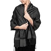 Achillea Two-Tone Vintage Paisley Pashmina Scarf – Lightweight Wrap & Shawl for Dresses, Weddings, Travel, All Seasons
