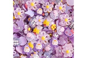 COOSLIM 30pcs Slime Charms Cute Set, Bulk Mixed Resin Charms Set Ornament Scrapbooking(Purple)