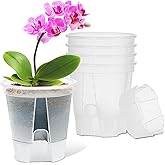 IWNTWY Plant Pots 6 inch Set of 5, Self Watering Pots for Indoor Outdoor, Self Watering Planters Flower Pots with Drainage Hole and Saucer Reservoir (Clear)