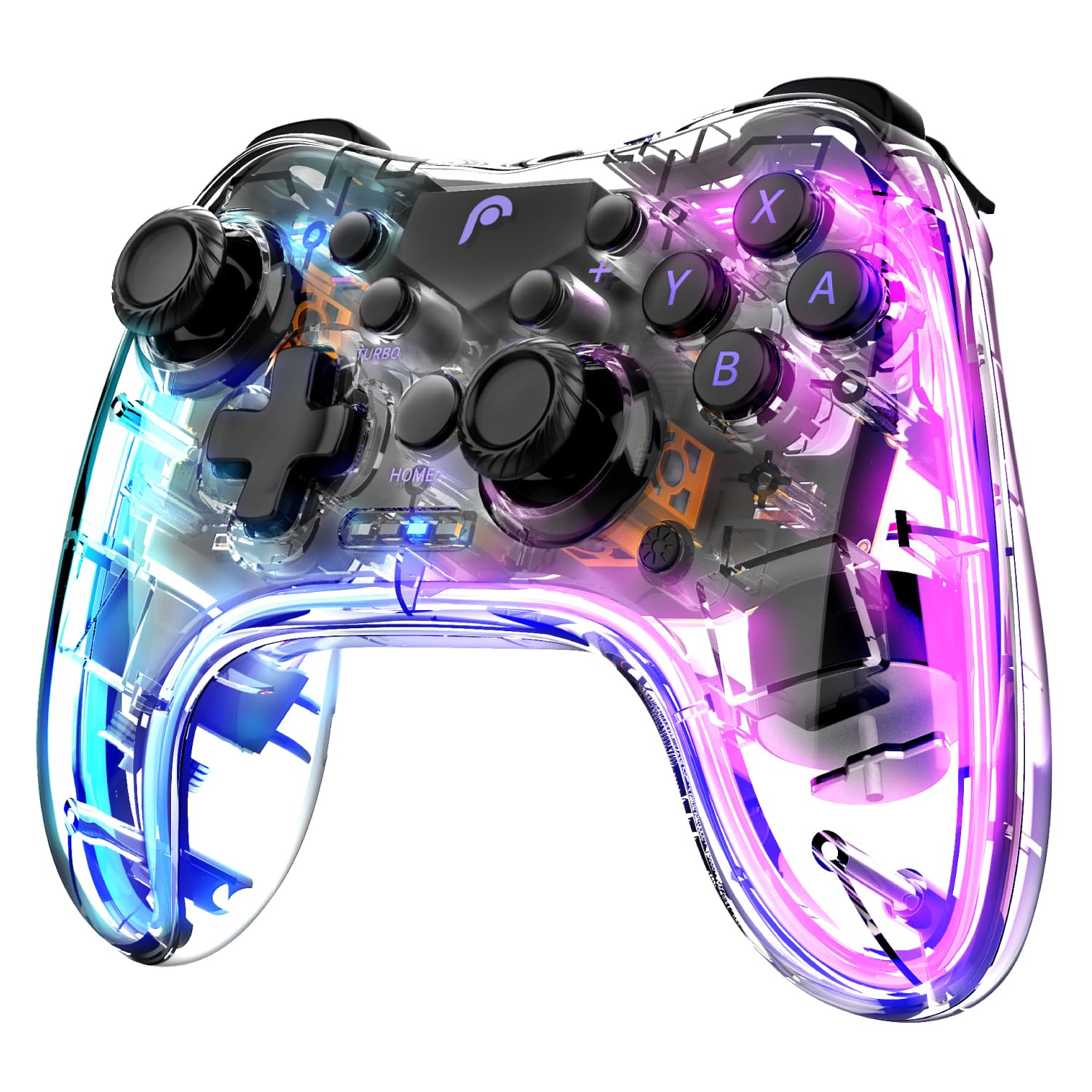 Fosmon Wireless Bluetooth Gaming Controller for Switch 2/1/Lite/OLED, Android/iOS/PC/Steam/Apple Arcade MFi Games, Pro Controller with RGB Lights (14 Color), 4 Level Vibration, 6-Axis Gyro, Turbo