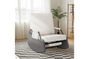 Rocking Recliner Chair for Adults, Modern Upholstered Glider Rocker with Retractable Footrest & Side Pocket, Plush Accent Sof