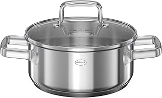 RÖSLE MOMENTS Bratentopf, hochwertiger Kochtopf mit Glasdeckel und Innenskalierung, Edelstahl 18/10, spülmaschinen-, ofen- und induktionsgeeignet, 20 cm Durchmesser