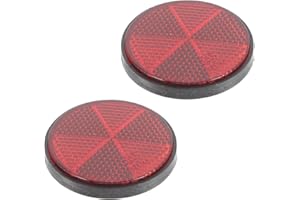 YARNOW 2 Pcs Round Red Rear Warning Reflectors Plastic Reflective Discs Mounted for Bicycle Motorcycle Safety Accessories