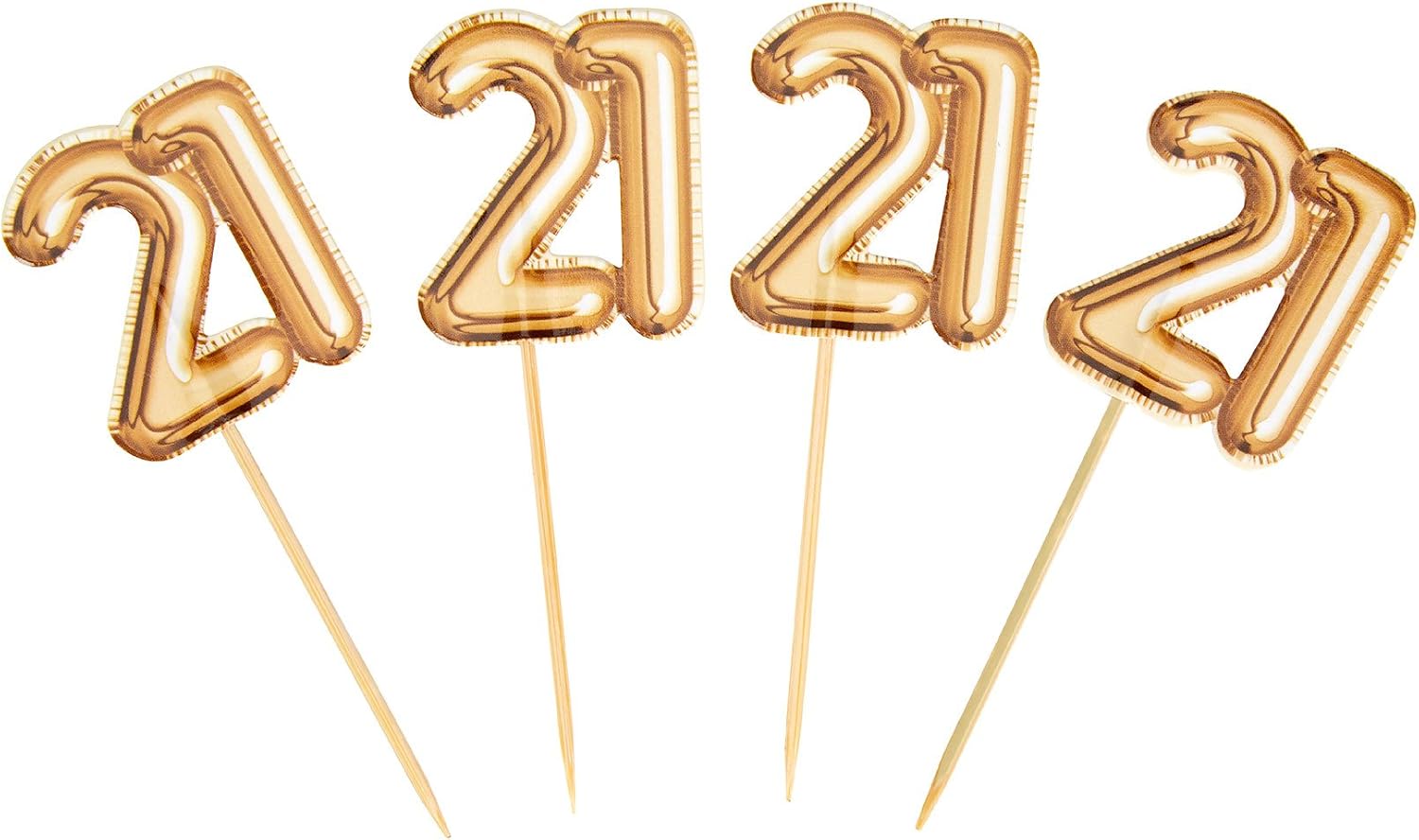 Neviti 773697 Glitz and Glamour Age 21 Food Picks, Gold