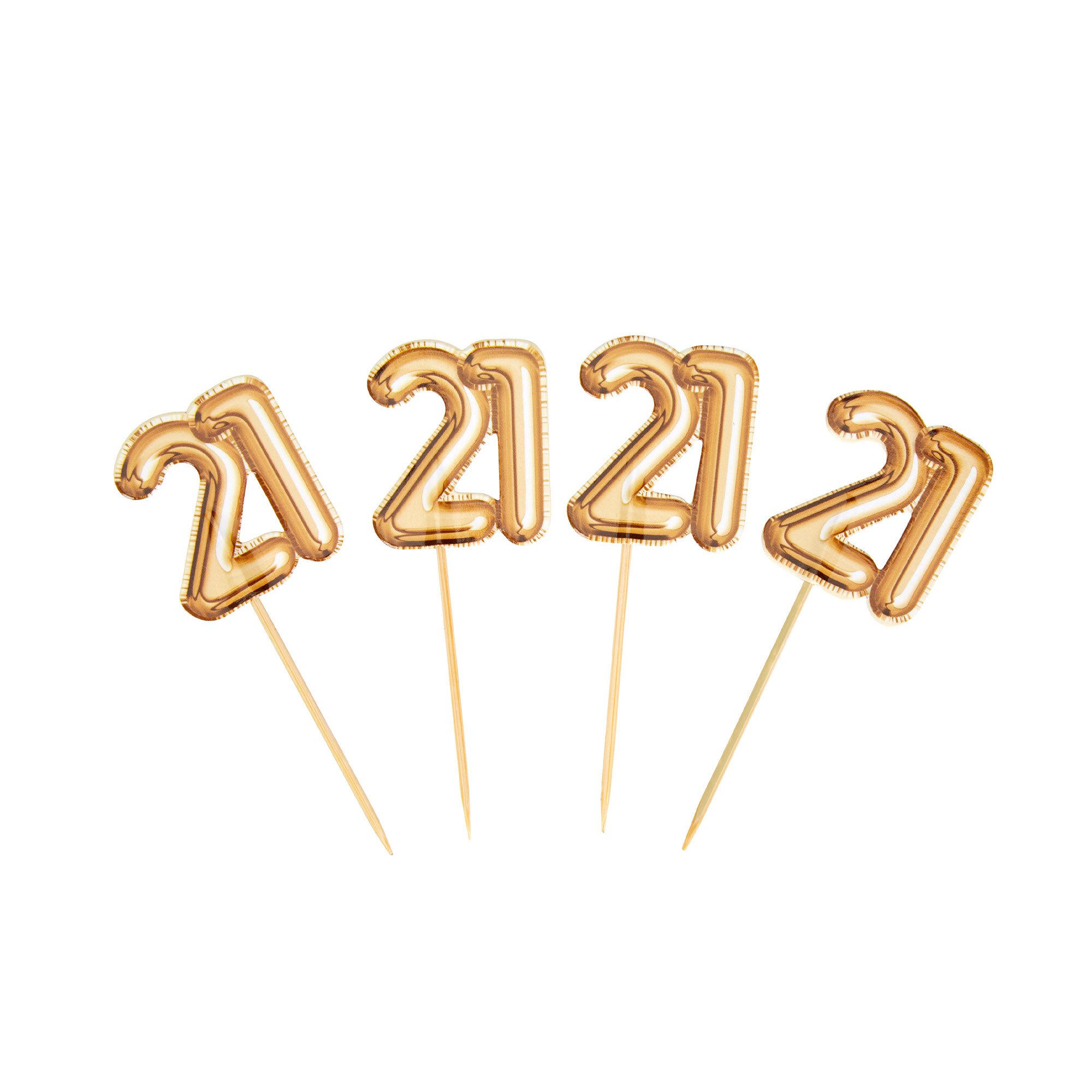 Neviti 773697 Glitz and Glamour Age 21 Food Picks, Gold