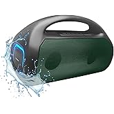 Fisher Bluetooth Speakers, Portable Wireless Speaker 20W Peak Power Boombox w HD Sound & Lights, IPX4 Water Resistant, 5H Playtime, TWS, BT 5.3, Home & Outdoor