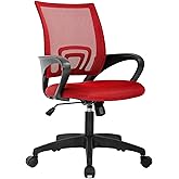 Home Office Chair Ergonomic Desk Chair Mesh Computer Chair with Lumbar Support Armrest Executive Rolling Swivel Adjustable Mid Back Task Chair for Women Adults, Red