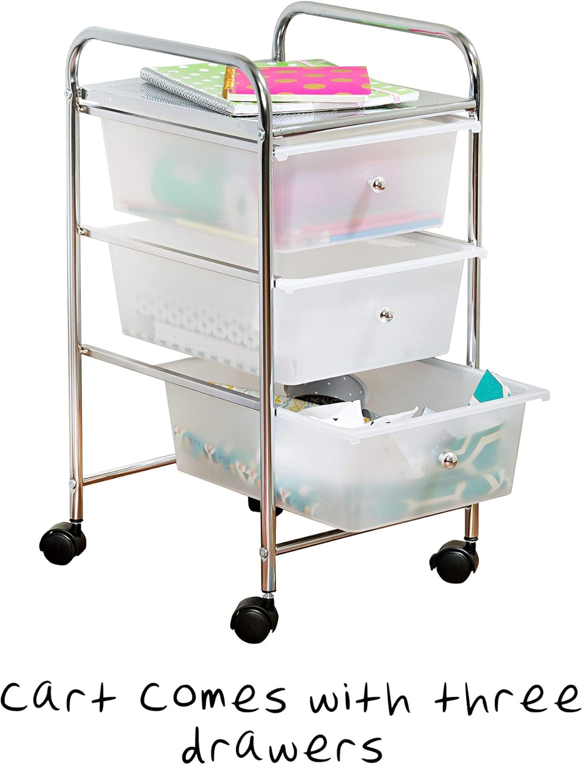 Honey-Can-Do 3-Drawer Plastic Storage Cart on Wheels: Home & Kitchen