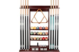 GSE Games & Sports Expert Wall Mount Rack with Score Counter Only, Hanging Wall Mounting Rack Holds 6/8 Cue Sticks, 2 Ball Racks and Full Set of Balls