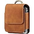 Smooth Skin Sensory Faux Leather Flip Phone Holster Pouch Belt Loop Clip Case for Motorola Razr+ 2024 Razr 50 Moto Razr+ 2023 Razr 40 Ultra Samsung Galaxy Z Flip 6 Z Flip 5 Z Flip4 (Brown)