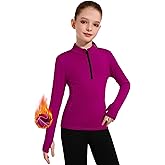 M MOTEEPI Fleece Girls Long Sleeve Shirts Quarter Zip Pullover Equestrian Girls Fall Winter Jackets