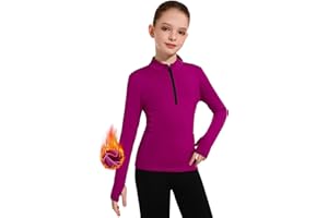 M MOTEEPI Fleece Girls Long Sleeve Shirts Quarter Zip Pullover Equestrian Girls Fall Winter Jackets