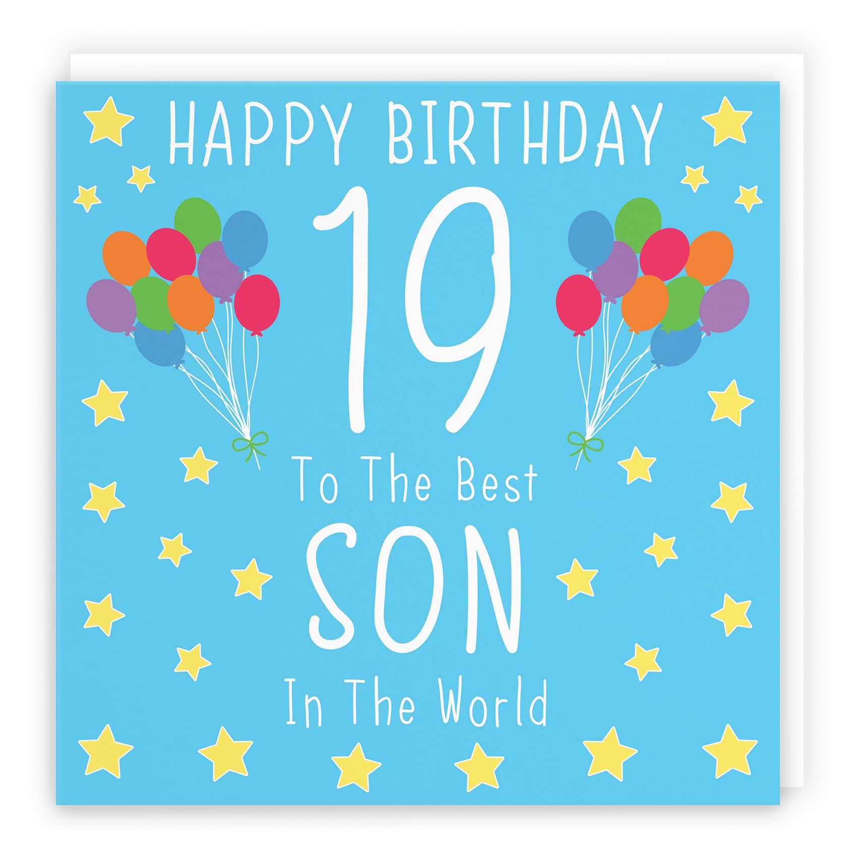 Hunts England - Large Son 19th Birthday Card - Happy Birthday - 19 - To The Best Son In The World - Iconic Collection - Large - 210 x 210 mm - Age 19