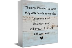 HTBIG Memorial Gifts Sympathy Gift Decor Desk Decor Wooden Box Sign Rustic Wood Block Plaque Box Sign Condolences Grief Gift Shelf Table Decoration for Loss of Loved One Those We Love Don't Go Away Sign