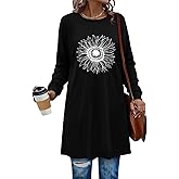 KISSMODA Women's Long Sleeve Tunic Tops Fall for Leggings Casual Long Tunics with Pockets T Shirts Loose S-3XL