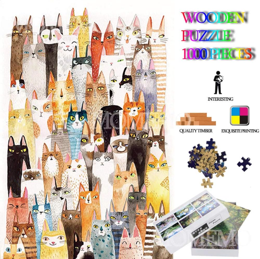 The Cat Puzzle 1000 Pieces for Adults Wooden Jigsaw Puzzles Toys DIY