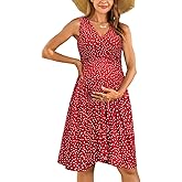 OUGES Womens V-Neck Sleeveless Summer Floral Maternity Dresses Nursing Gown Breastfeeding Dress