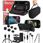 Orzly Switch 2 Accessories Bundle Carry Case &amp; Screen Protector for Nintendo Switch 2 (2025) Console, TravelCase, Screen Protection, Grip Case, USB-C Cable, Games Holder, Headphones, Thumbgrips