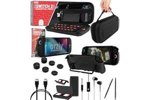 Orzly Switch 2 Accessories Bundle – Case & Screen Protector for Nintendo Switch 2 (2025) Console, Charge Cable, Game Holder, 