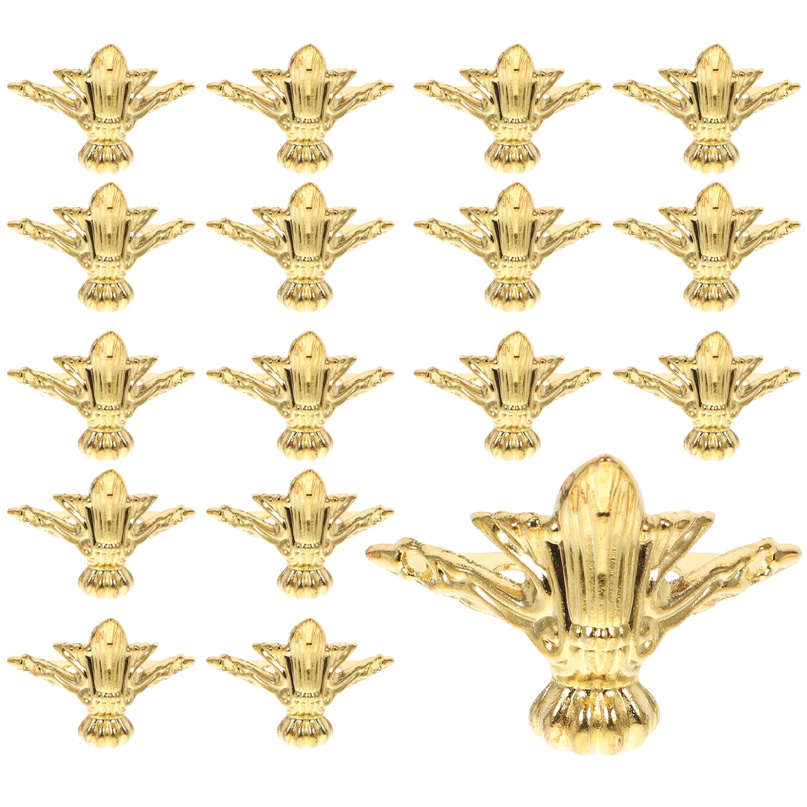 Angoily Antique Brass Jewelry Box Feet 20Pcs Metal Decorative Furniture Hardware Bottoms with Screws for Corner Protection and Vintage Case Legs