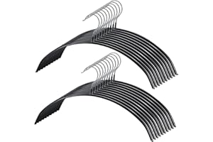 Tosnail 20 Pack Black Super Grippy Slip-Reducing Contour Shirt Hangers, Sweater Hangers, Dimple & Crease Free Hanger Solution