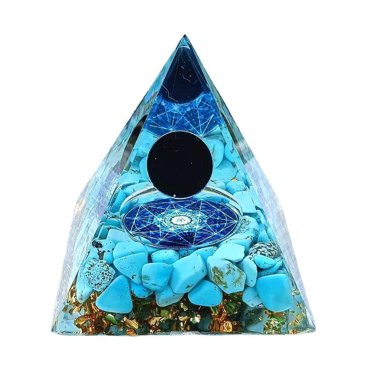 ycyingcheng Pyramid Ogan Crystal Energy Tower, Reiki Chakra Crushed Stone, Orgonite Pyramid Energy Protection Positive Energy Yoga Supplies