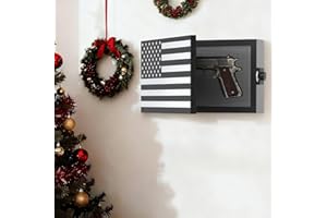 BUYYAH American Flag Gun Concealment Case, 19.7" x 11.8" x 4.9" American Flag Wall Hanging Concealed Gun Cabinet, Combination Lock All Iron Frame for Police Gift