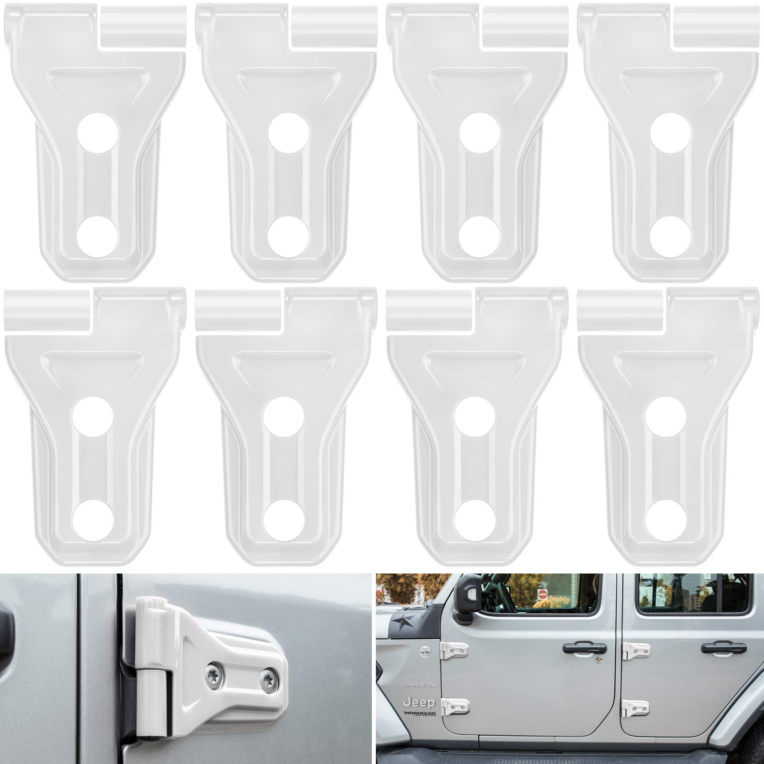 Photo 1 of Door Hinge Cover Trim Exterior Accessories Decoration for 2018-2025 Jeep Wrangler JL JLU Sport Sahara Freedom Rubicon Unlimited & Gladiator JT 2-Door and 4-Door (White 8PCS)