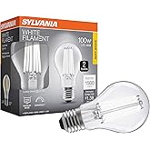 Sylvania A19 Clear LED White Filament Bulb, 11.5W, Dimmable, 1500 LMS, Medium Base, 2700K, Soft White - 2 Pack (42172)