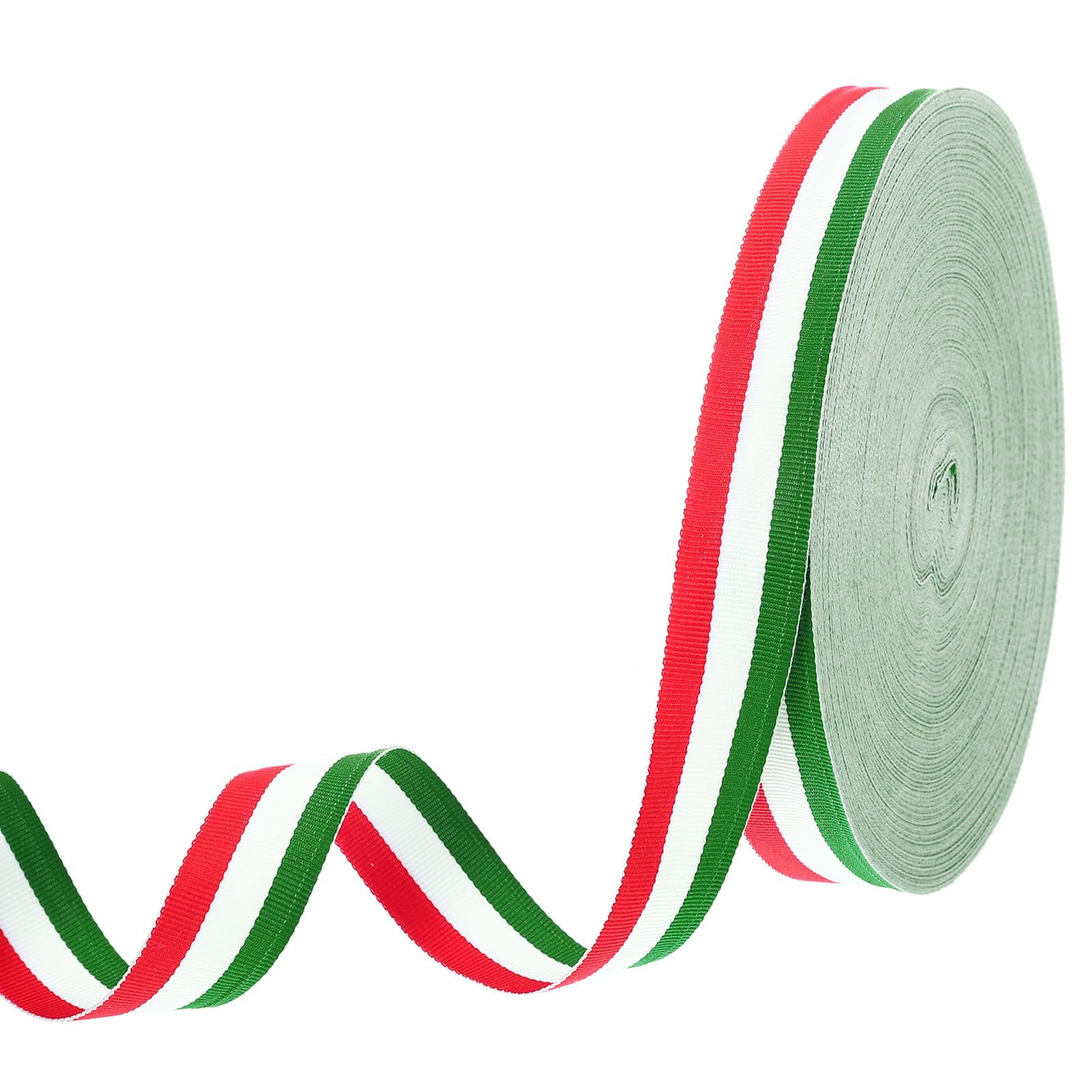 PATIKIL 1" Red White Green Striped Grosgrain Ribbon, 55 Yard Polyester Fabric Stripe Craft Ribbon Double Faced Design for Bow Gift Wrapping DIY Making Garment Christmas Decorations