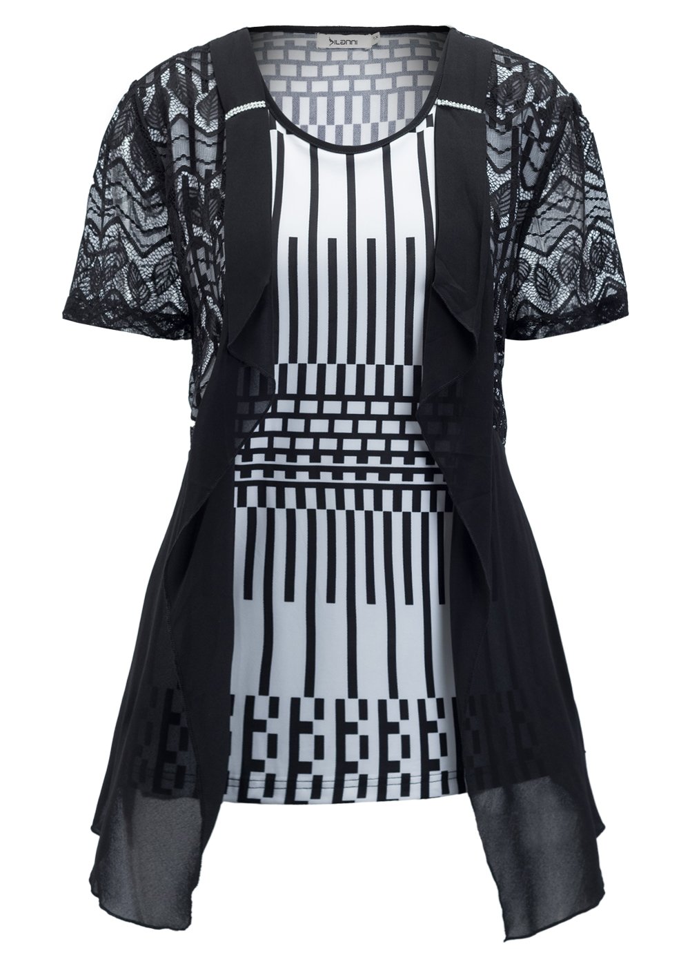 DILANNI Womens Lace Short Sleeve Comfy Tunic Tops for Leggings T-Shirt for Mom