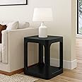 Plank+Beam Modern Rounded Square Side Table with Shelf, Solid Wood End Table for Living Room, 20in, Black