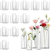 Zomiol 60pcs Cylinder Glass Vase for Centerpieces, 4,6,7.5,8,10 inch Tall Clear Flower Vase Bulk Floating Candle Holder for Wedding Table Home Décor and Party
