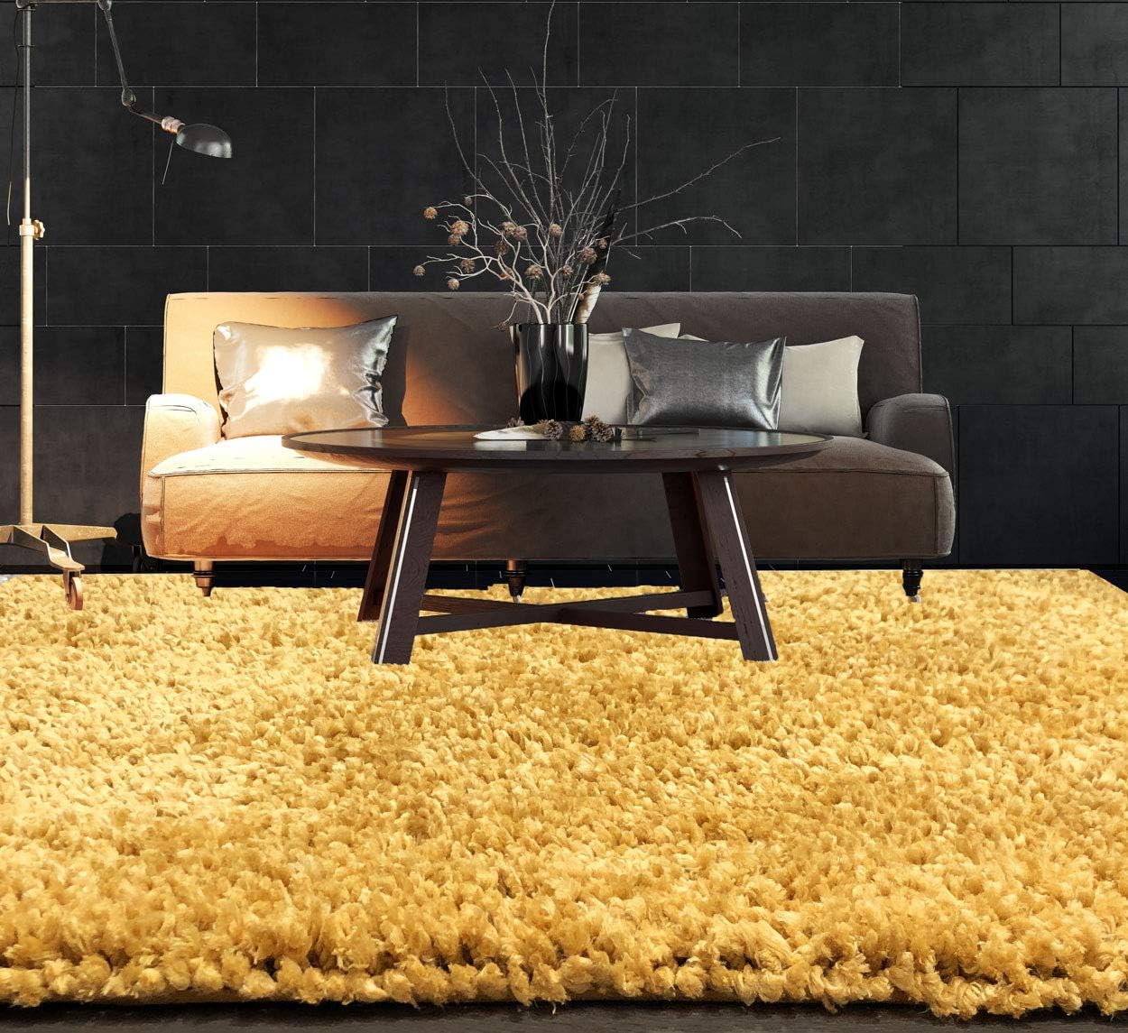 Modern Style Rugs Shaggy Rug Living Room - Ultra Soft Touch Snug Quality Designer Next Home Large Floor Rug (Mustard, 160x230cm)