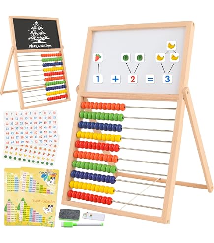 Boulier En Bois éducatif 4 Rangées - Jouet Mathématique Préscolaire, Compteur De Perles Colorées, 27x22cm