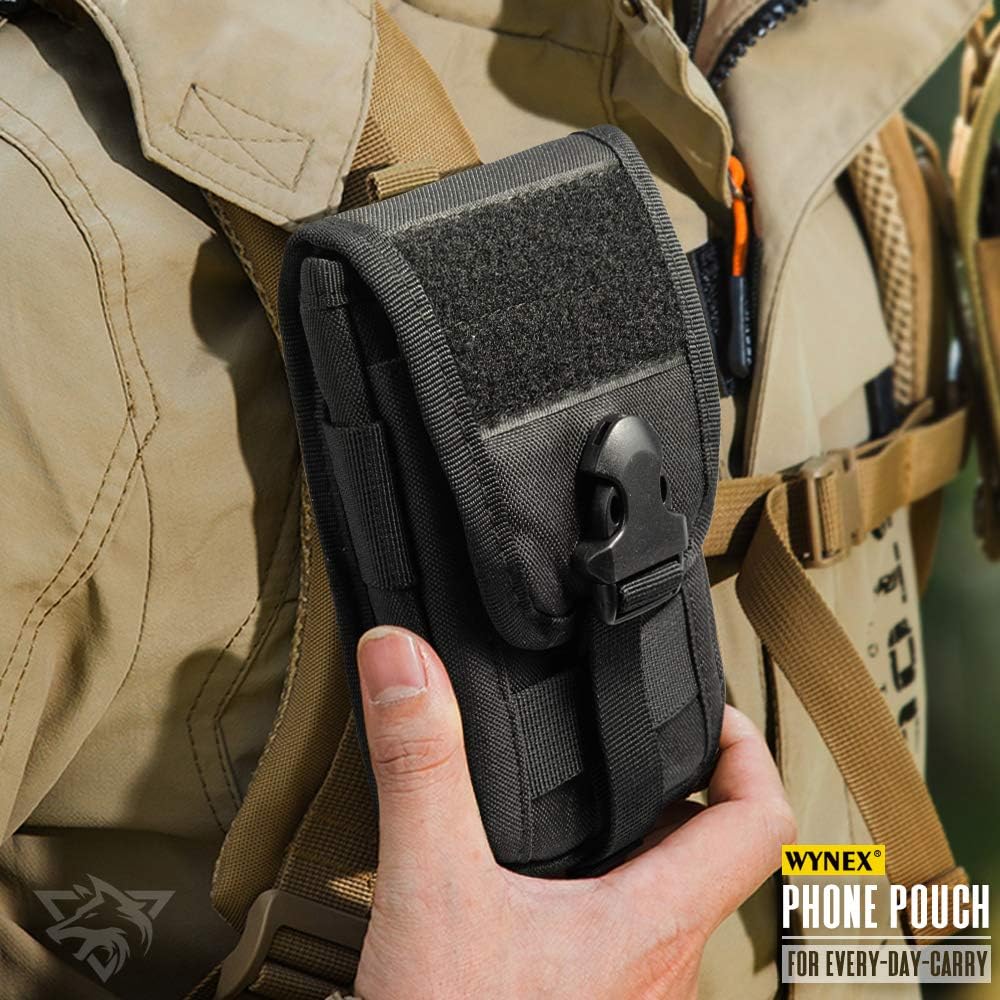 WYNEX Tactical Phone Pouch Molle, Smartphone Holster Bag EDC Utility Cellphone Lock Card Holder Organizer Fit for Waist Belt Case Include Tactical Gear Clip and U.S.A Patch : Sports & Outdoors