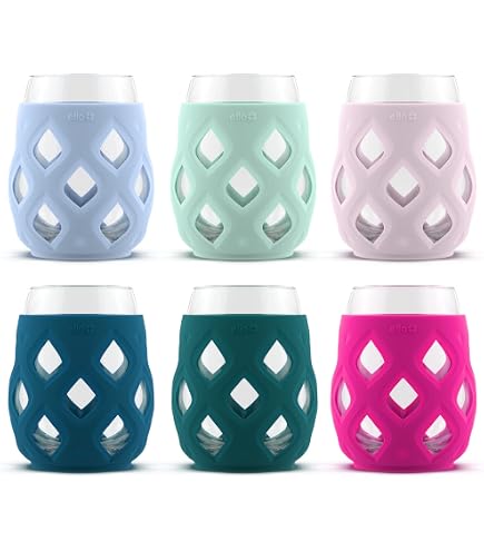 Amazon.com: Lifefactory Wine Glass with Protective Silicone Sleeve, 4 Count  (Pack of 1), Carbon : Home & Kitchen