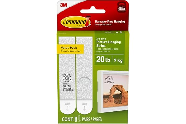 Command 20 Lb XL Heavyweight Picture Hanging Strips, Damage Free Hanging Picture Hangers, No Tools Heavy Duty Wall Hanging St