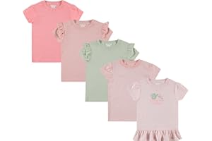 Laura Ashley 5-Pack Infant & Toddler Girls Shirts - Stylish Comfort and Fashion. Multipack Children's Essentials.