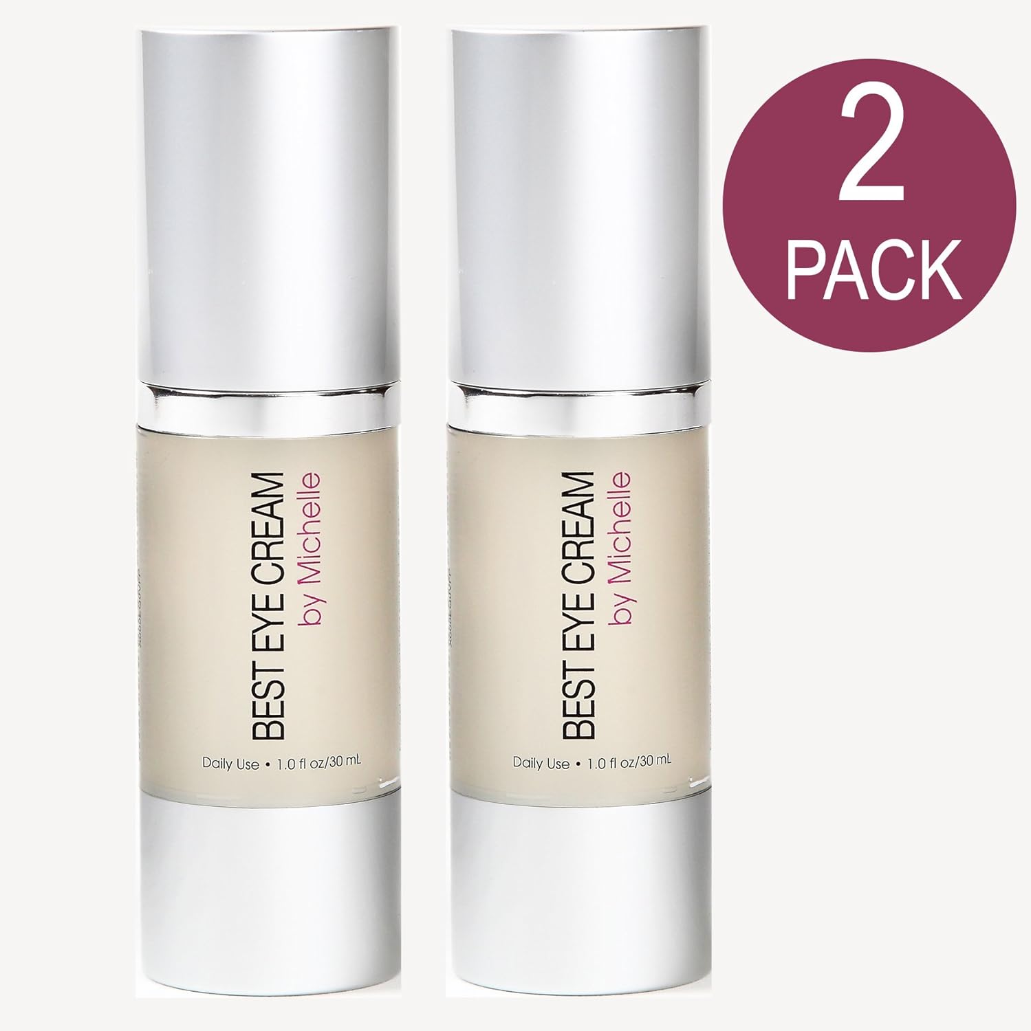 Best Eye Cream by Michelle ~ Combo Anti Aging Eye Gel, Makeup Primer, and Wrinkle Cream for Eye Bags, Dark Circles, Puffiness, Crows Feet, and Fine Lines ~ Retinol, Hyaluronic Acid, Vitamin C (2 Pack)